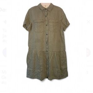 Max Jeans Ruffle Military Dress Olive Green #military #ruffles #dresswithpockets